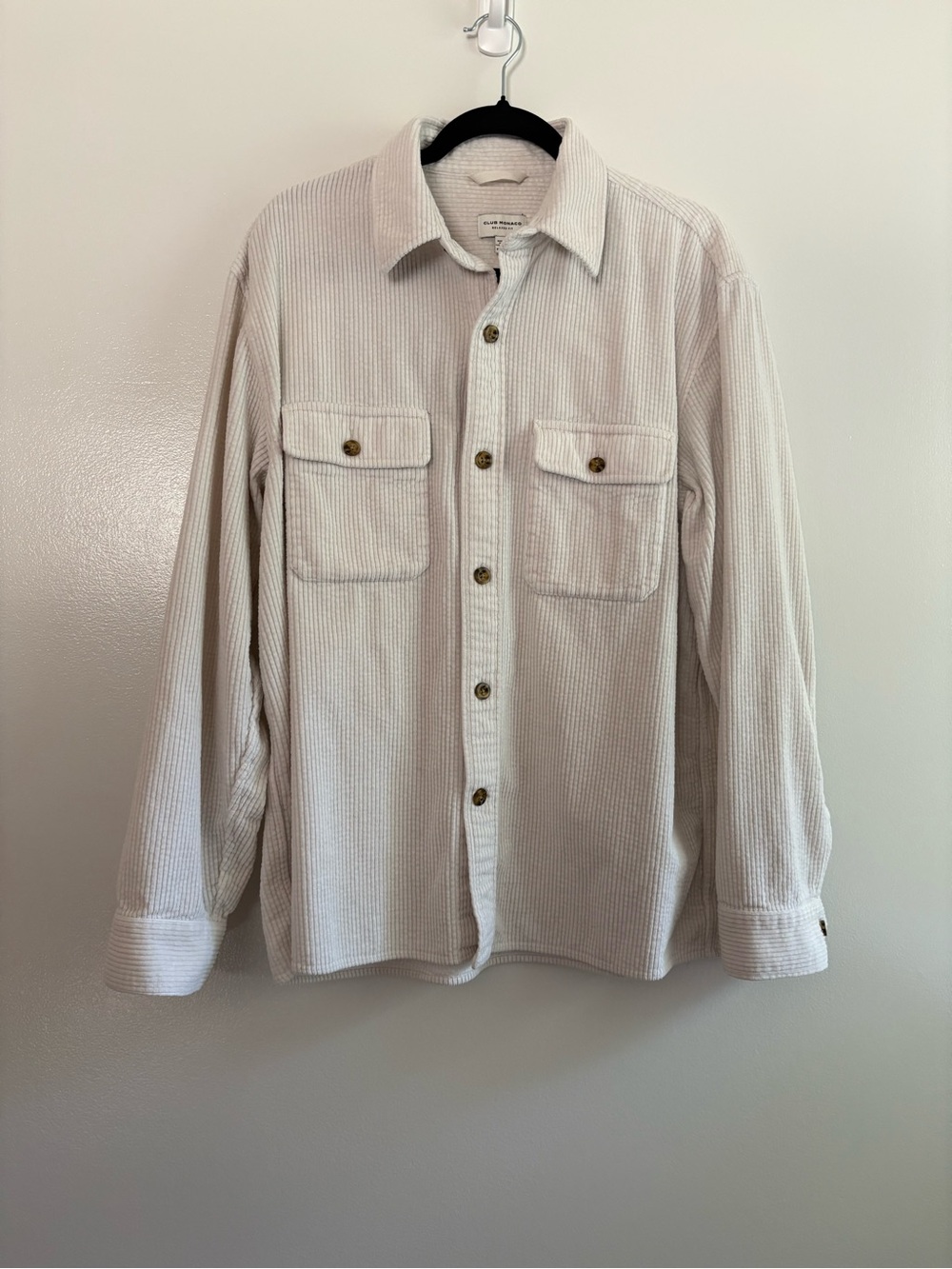 Club Monaco Relaxed Fit Off-White Corduroy Shirt Jacket Men’s Size XL
